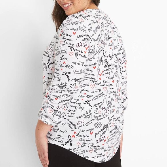 Lane Bryant Ruched-Sleeve Curved Hem Tee - Picture 2 of 6